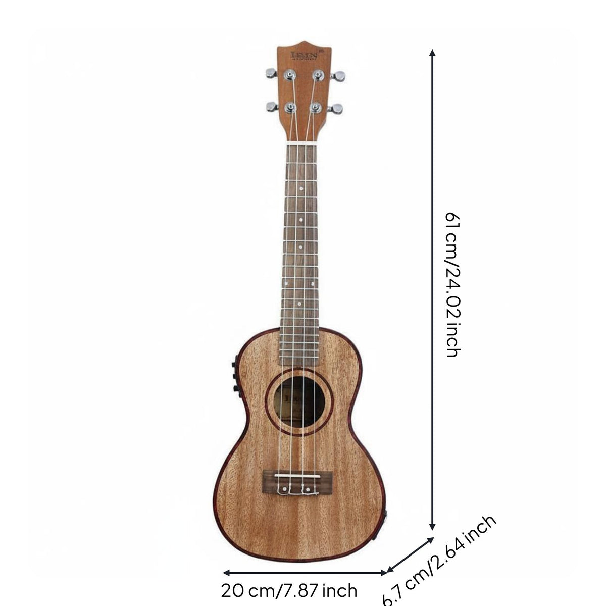 Preamp 24 Inch Ukulele Pickup System Tone Controls Ukulele Built-in Tuner String Instrument Polished Fretboard for Beginners, Students, Performance, Practice