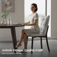 Solid Wood Legs Tufted High-Back Dining Chair Thick Cushions Upholstered Tufted Back Chair Ergonomic Design Household Seating Breathable Upholstery for Restaurant Owners, Interior Designers, Reception Area, Living Room, Home Office, Reading Nook