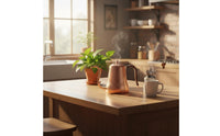 Precise Pouring Control Copper Gooseneck Kettle Artisanal Design Hand-Hammered Coffee Pot Vintage Design Pour-over Coffee Kettle All Stovetop Compatible for Baristas, Home Brewing, Cafe