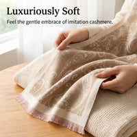 Faux Cashmere Scarf for Women Winter, Oversized Long Shawl with Cashew Pattern, Soft Warm Scarves for Ladies Cold Weather, 25.6x72.8 Inch