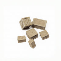 6 Pieces Wood-Look Miniature Crate Small-Scale Model Railroad Crate Industrial Diorama Cargo Box Rectangular for Modelers, Hobbyists, Dioramas