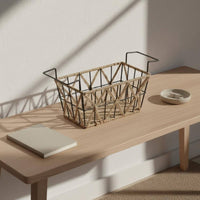 Designer Inspired Nordic Design Sundries Basket Hollow Design Woven Paper Rope Basket for Living Room, Bathroom, Desktop, Bedroom