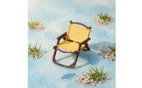 1:64 Scale Miniature Camping Chair Yellow Miniature Folding Chair Brown Frame Folding Seat Model Armrests for Scene Decoration