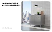 Rustproof Stainless Steel Kitchen Cabinet Rust-Resistant Kitchen Base Cabinet Easy to Clean Freestanding Utility Cupboard Long-Lasting for Small Apartment Dwellers, Homeowners, Families, Home, Pantry, Garage
