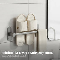 Drill-No-Drill Wall Mounted Slipper Rack Easy Installation Space Saving Slipper Rack Quick Drain for Renters, Kids, Behind Door, Bedroom