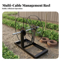 Hand Crank Hose Reel Stand Detachable Design Freestanding Irrigation Hose Winder Adjustable Width Heavy Duty Drip Tape Reel for Farmers, Farm, Orchard
