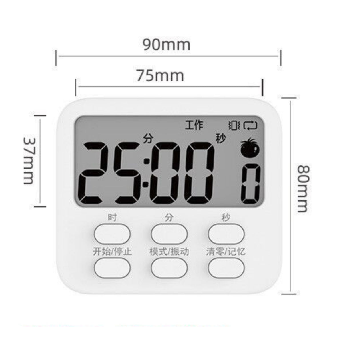 Digital Study Timer Vibration Notification Silent Countdown Clock Kickstand