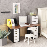 Miniature Model Food Play Mini Office Desk File Cabinet Black Walnut Cherry Wood 1/12 Dollhouse