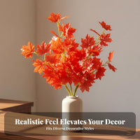 Artificial Maple Leaf Branch Realistic Appearance Faux Red Maple Leaves Flexible Fake Ginkgo Leaf Stem for Business Owners, Home Decor, Wedding