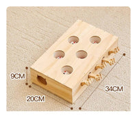Solid Wood Feline Whack-a-Rodent Toy Interactive Lever Action Feline Toy Boredom Relief for Cats, Kittens, Indoor