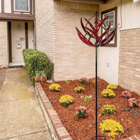Decorative Blue Metal Wind Whirligig Gift Idea Metal Wind Whirligig Rotating Garden Pinwheel Weather Resistant for Yard