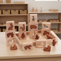 Wooden Shape Matching Puzzle Early Learning Animal Block Puzzle Set Cognitive Development Educational Toy for Young Children, Preschoolers