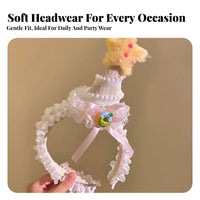 Birthday Cake Headband Bead Embellished Princess Crown Headband Light up Birthday Crown Mesh Overlay Accent for Parties