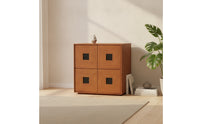 Storage Cabinet with Compartments Solid Wood Modular Cabinet Oak Square Storage Organizer for Living Room, Bedroom, Reading Corner
