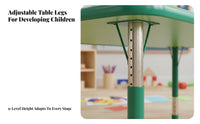 8 Pieces Rectangular Children's Activity Table Adjustable Height School Table Classroom Furniture Solid Wood Structure Fireproof Board Suitable for Preschool Early Education Center Daycare Home Playroom