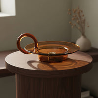 Stable Wide Base Amber Glass Incense Tray with Handle Good-Looking and Practical Incense Stick Burner Dish 9-Hole Insert Accessory for Indoor, Mindfulness Practice Studio, Meditation Room