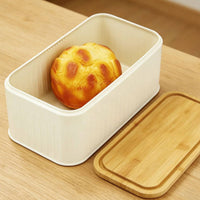 Wood Lid Bread Box Rounded Corners Bread Storage Box Galvanized Iron