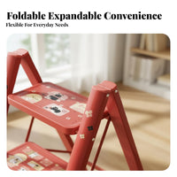 Foldable 3-Step Folding Ladder Space-Saving 3 Step Ladder Multi-Functional Lightweight Kitchen Stool Stylish Design for Homeowners, Homemakers, Indoor & Outdoor, Living Room, Office, Garage