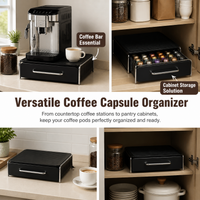 Under Machine Coffee Drawer, Capsule Storage Rack for Vertuoline Capsules Holder, Black Metal Coffee Organizer