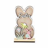 Easter Bunny Wooden Decoration, Simple Creative Craft, DIY Scene Arrangement, Rustic Home Decor