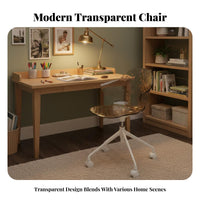 Transparent Look Clear Armless caster Chair Minimalist Design Office Furniture Adjustable Height Space-Saving for Remote Workers, Students, Women, Study Room, Dormitory, Bedroom