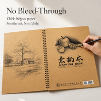 Sketchbook with Thick Paper, Kraft Cover, 160gsm, for Artists and Students