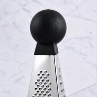 Stainless Steel Grater, Three Sided Box Grater for Cheese & Vegetables, Manual Kitchen Grater for Slicing Julienne Mashing, Black