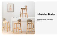 Nordic Design Upholstered High Seat with Backrest Built-in Footrest Bar Stool Padded Cushion Counter Chair Quiet Anti-Slip Pads for Homeowners, Restaurant Owners, Entertainers, Kitchen Island, Dining Room, Cafe, Cafe