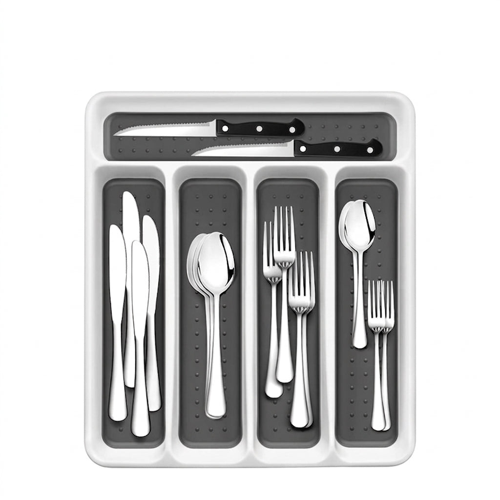 Kitchen Drawer Cutlery Organizer with Dividers, Utensil Holder for Cabinet, Restaurant for Forks Spoons Chopsticks Storage