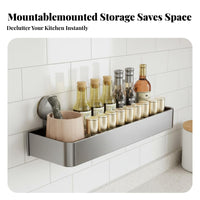 Suction Cup Spice Shelf Drill Installation Kitchen Organizer Multi-Functional Wall Rack for Renters, Home Cooks, Above the Sink, Pantry, Lavatory