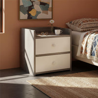 Rounded Corners Modern Bedside Cabinet Large Capacity Small Nightstand with Drawer Bedside Storage Shelf for Dorm Room