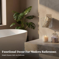 2 Pieces Wall Mounted Storage Box No Drilling Bathroom Holder Stick-on-Effortless Storage Container Space-Saving for Homeowners