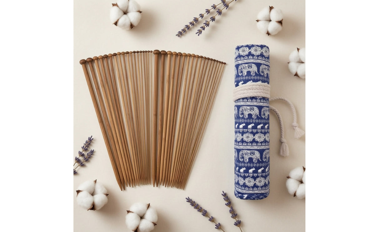 Knitting with Case Bamboo Single-Pointed Knitting Smooth for Knitters, Beginners, Travel