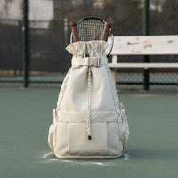 Large Capacity Drawstring Sports Backpack Lightweight Tennis Racket Backpack Wet/Dry Pocket Badminton Bag with Shoe Compartment for Athletes, Training, Gym, Travel, Commute