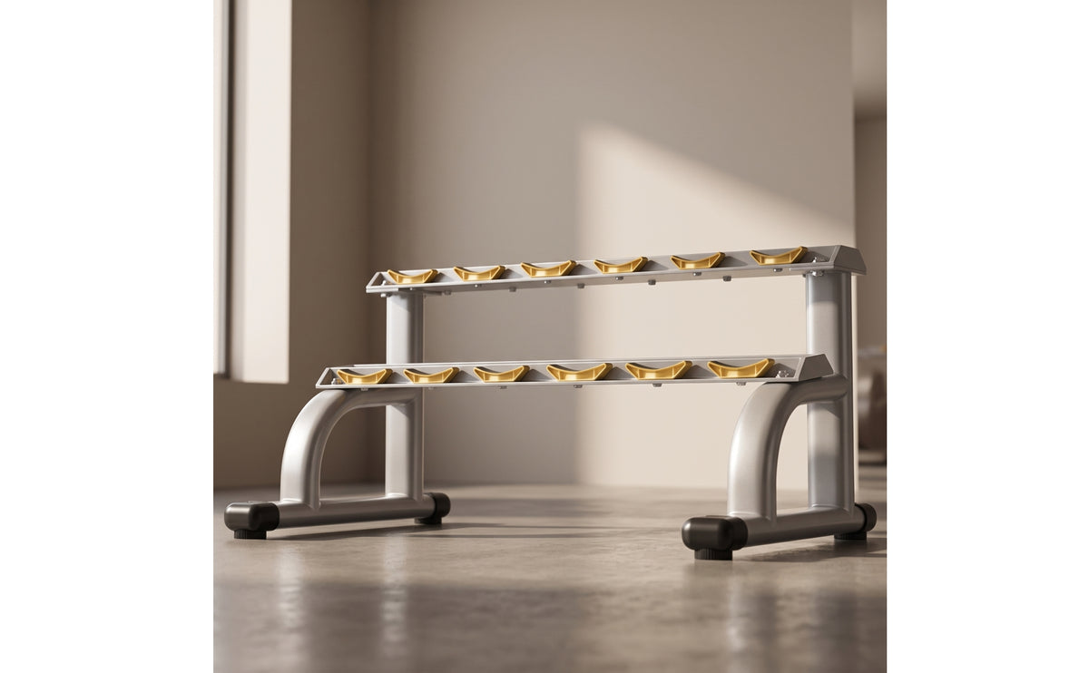 Two-Tier Dumbbell Rack Stable Dumbbell Rack with Cradles Double-Layer Freestanding for Fitness Enthusiasts, Athletes, Home Gym