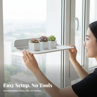 Suction mount shelf tooldrillless installation glass storage areaSaving for Living Room, Bathroom