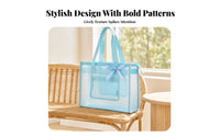 Top Zipper Closure Rectangular Mesh Tote Bag Stands Upright Mesh Beach Tote Large Capacity