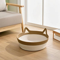 Cozy Cat Bed Long-Lasting Woven Cat Bed Breathable Woven Basket Low-Height for Living Room, Floor