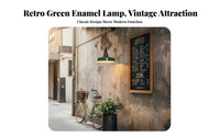 Waterproof Green Enamel Barn Light Dustproof Green Metal Shade Light Easy Installation for Outdoor, Workshop, Restaurant