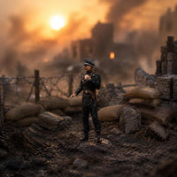 1:72 Scale Figure Pre-Painted Combatant Figure Non-Assembly Miniature for Display