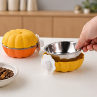 Pet Bowl Hanging Cage-Mounted Pumpkin Shape For Small Dogs & Cats Stainless Steel Feeding Dish