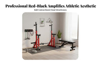 Heavy Duty Steel Construction Multi-Function Barbell Rack 500kg Load Capacity Adjustable Squat Rack Stable Design Adjustable Bench Press Stand Non-Slip Feet for Weightlifters, Bodybuilders