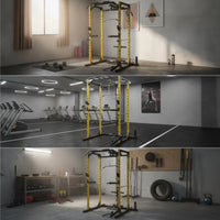 Strength Rack with Pulley System Heavy-Duty Home Gym Rack with Pulley System Adjustable Power Cage with Lat Pulldown for Fitness Enthusiasts