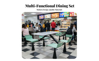 4 Person Dining Table Easy to Clean Unified Dining Unit High Load Bearing Rectangular Fast Dining Table for Employees, Cafeteria, Service Area