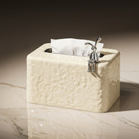 Tissue Box for Modern Minimalist Bedroom Decor, Textured Metallic Tissue Box Holder for Bathroom Decor, Rectangular Napkin Holder, Paper Holder