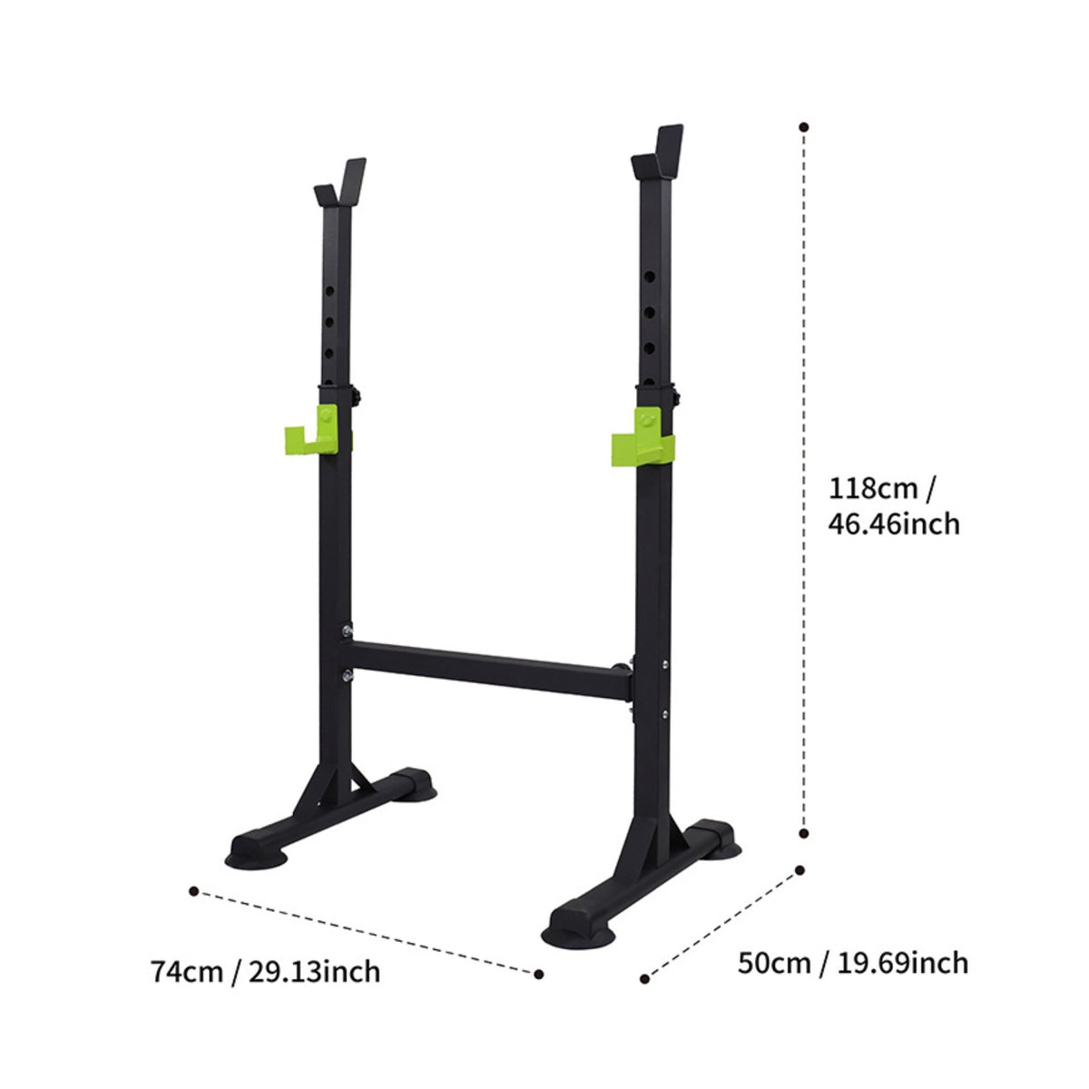 Adjustable Barbell Rack 500 Kg Load Heavy-Duty Weight Rack Green Hooks Home Gym Equipment