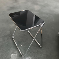 Foldable Design Clear Folding Table Space-Saving Portable Desk Transparent Top Workstation Multi-Purpose for Students, Apartment Dwellers, Remote Workers, Small Spaces, Study, Bedroom, Living Room