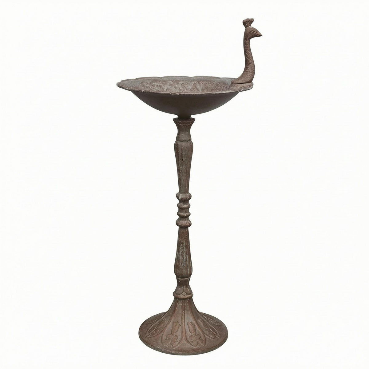 Pedestal Bird Feeder Flared Base Decorative Metal Avian Sculpture Feeder Tall Post for Patio