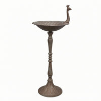 Pedestal Bird Feeder Flared Base Decorative Metal Avian Sculpture Feeder Tall Post for Patio
