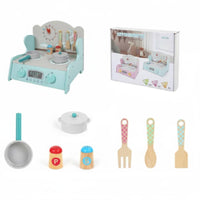 Wooden Culinary Playset Set Educational Pretend Cooking Playset Birthday Gift Toy Stovetop for Kids, Preschoolers